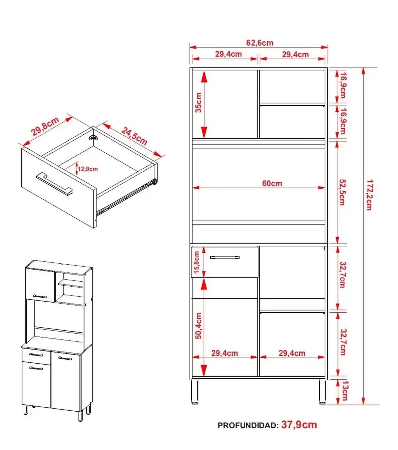 MUEBLE AUXILIAR COCINA 2020 HOME DALIA 1 CAJÓN ALMENDRA BLANCO - 7