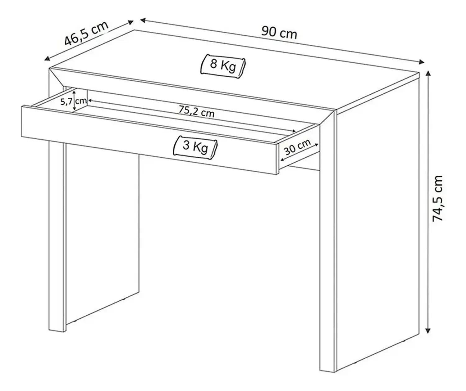 ESCRITORIO 2020 HOME TOKIO 46.5X90 CM BLANCO - 6