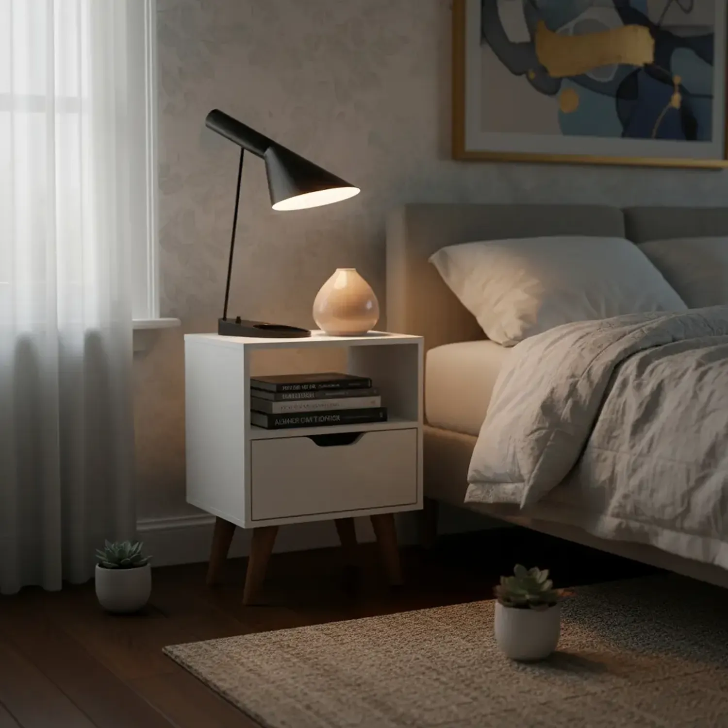 COMBO 2 VELADORE 2020 HOME ESSEN BLANCO S CON PUERTA - 1