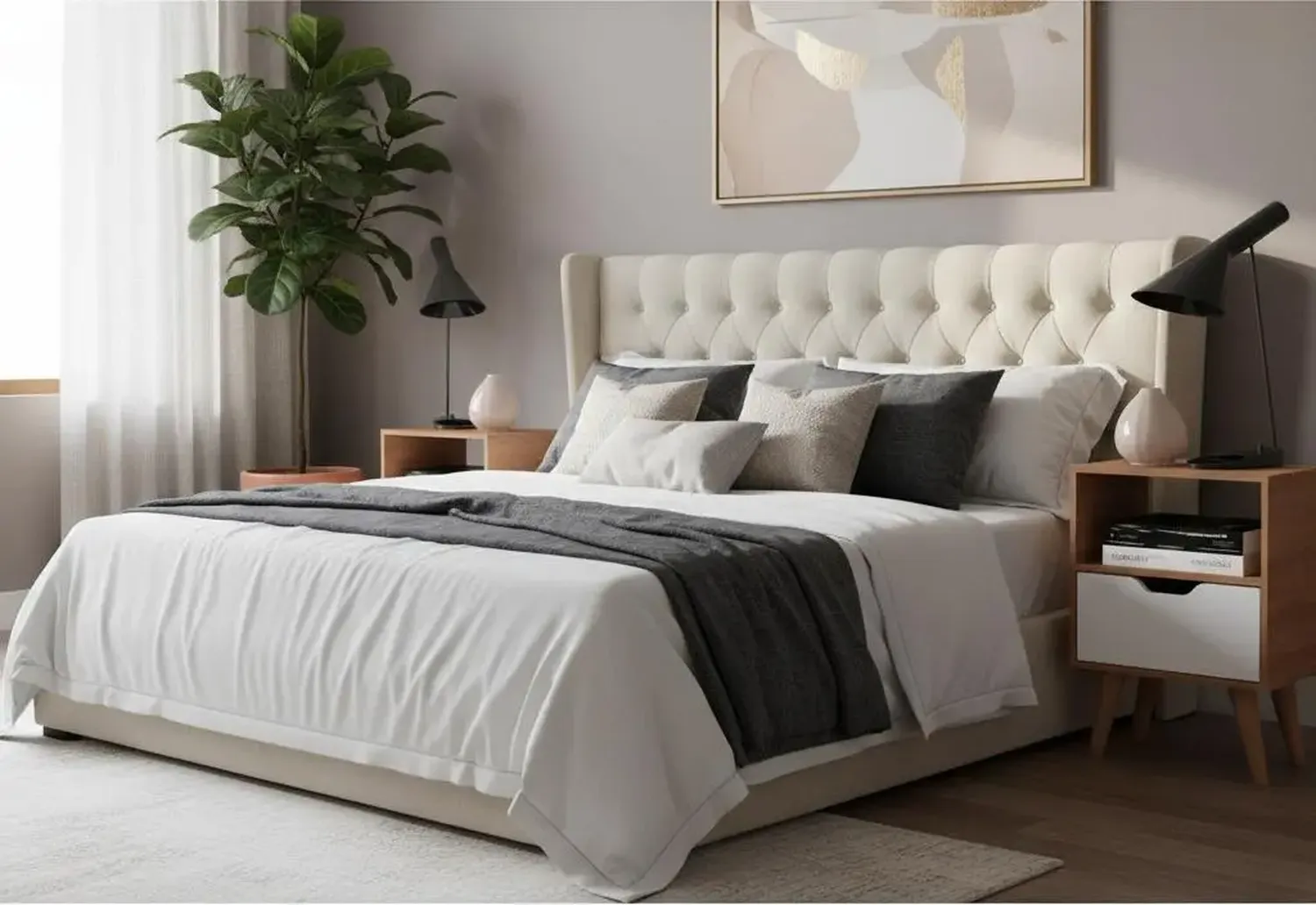 COMBO 2020 HOME ESSEN ALMENDRA/BLANCO 2 VELADORES CON PUERTA - 1