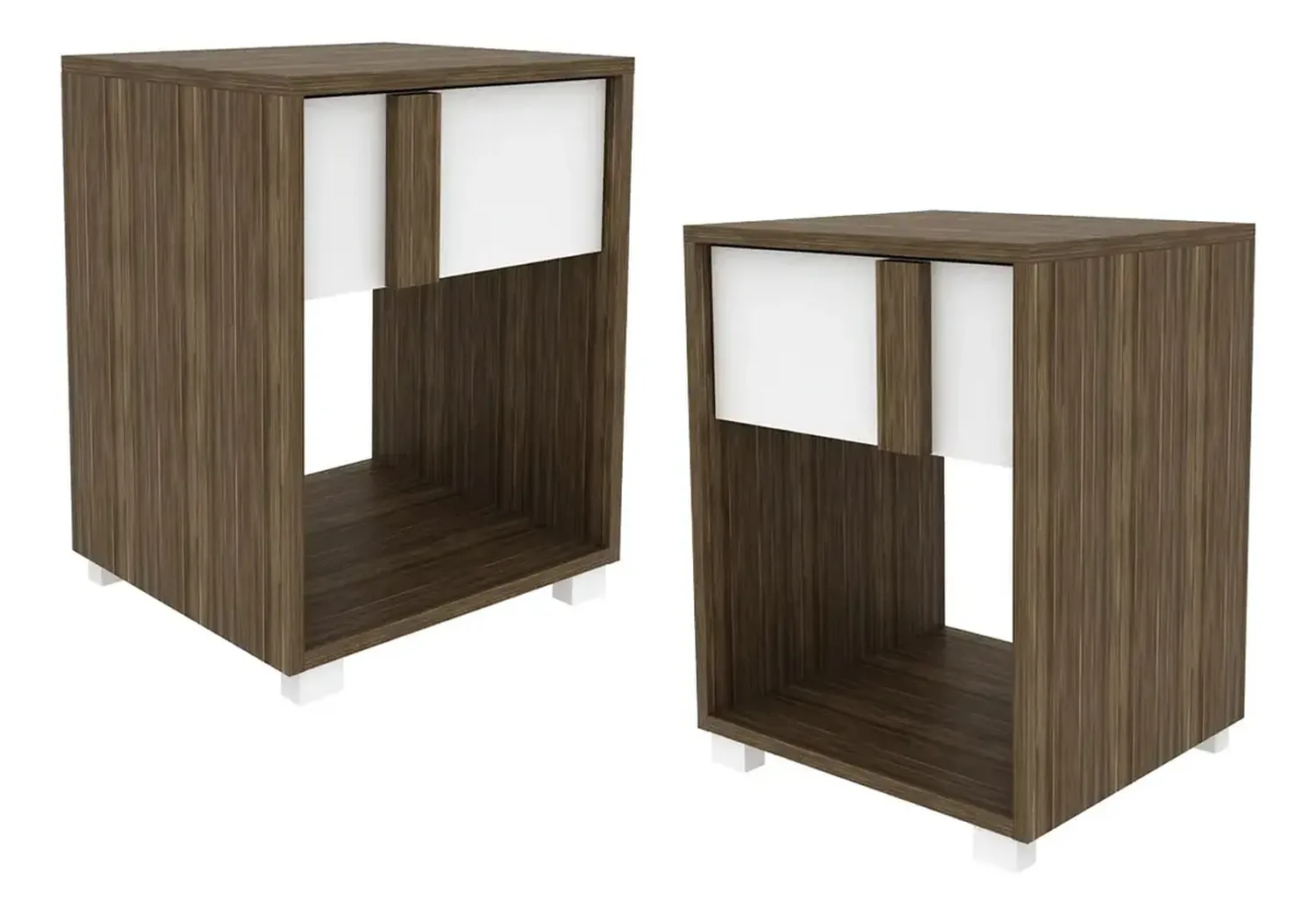 COMBO 2020 HOME PULA NOGAL/BLANCO 2 VELADORES CON CAJÓN - 3