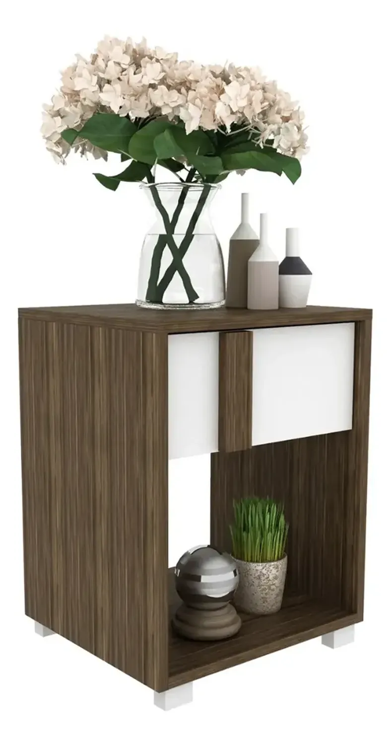 COMBO 2020 HOME PULA NOGAL/BLANCO 2 VELADORES CON CAJÓN - 6