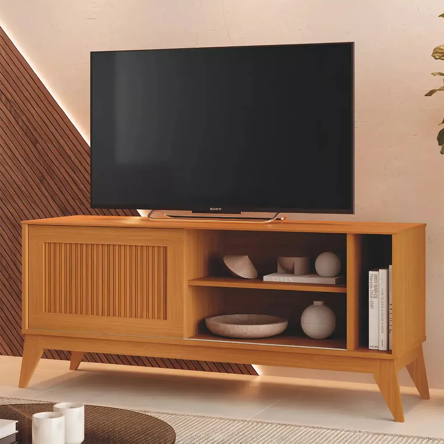MESA DE TV PARA 50' ARUBA BLANCO APAGADO CEDRO - 1