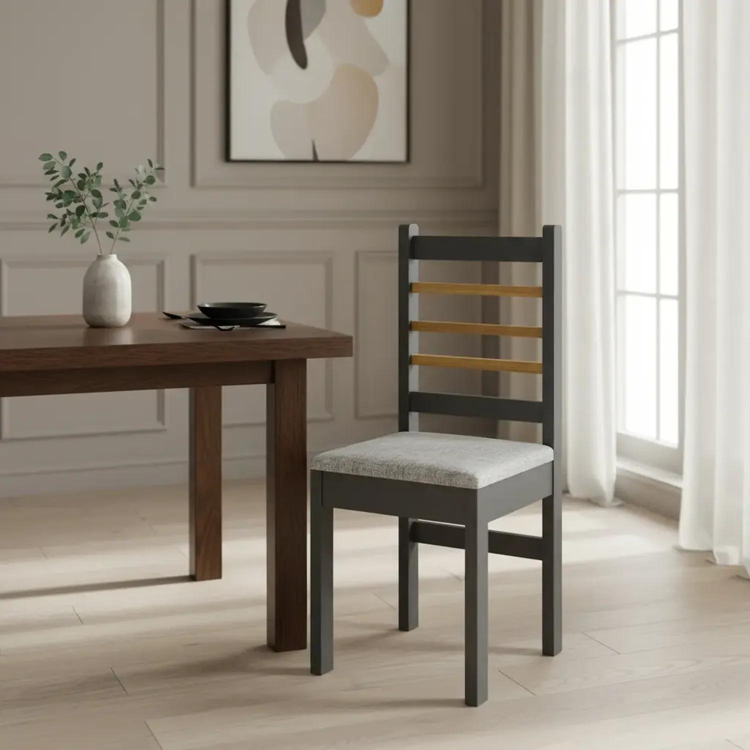 SET X 2 SILLAS DE COMEDOR - GRIS / LINHO LINHO GRIS OSCURO GRIS - 1