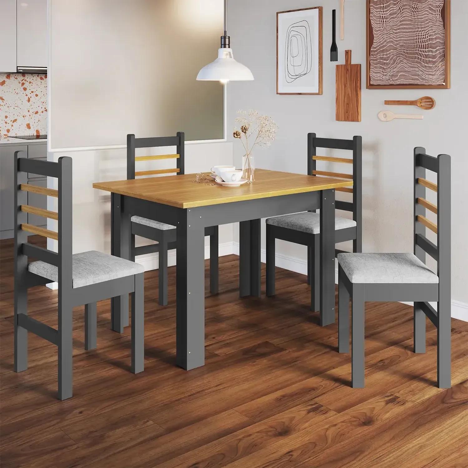 SET X 2 SILLAS DE COMEDOR - GRIS / LINHO LINHO GRIS OSCURO GRIS - 3