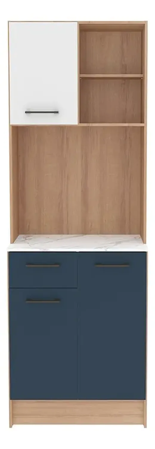 MUEBLE AUXILIAR DE COCINA DALIA - ALMENDRA/AZUL ACERO - 2