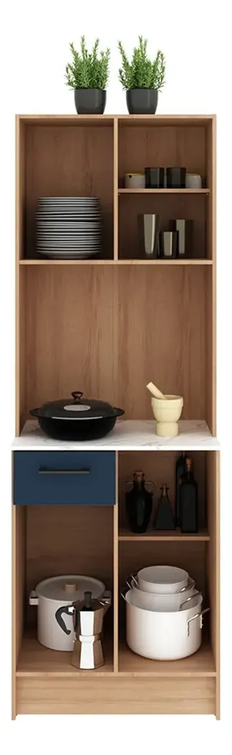 MUEBLE AUXILIAR DE COCINA DALIA - ALMENDRA/AZUL ACERO - 3