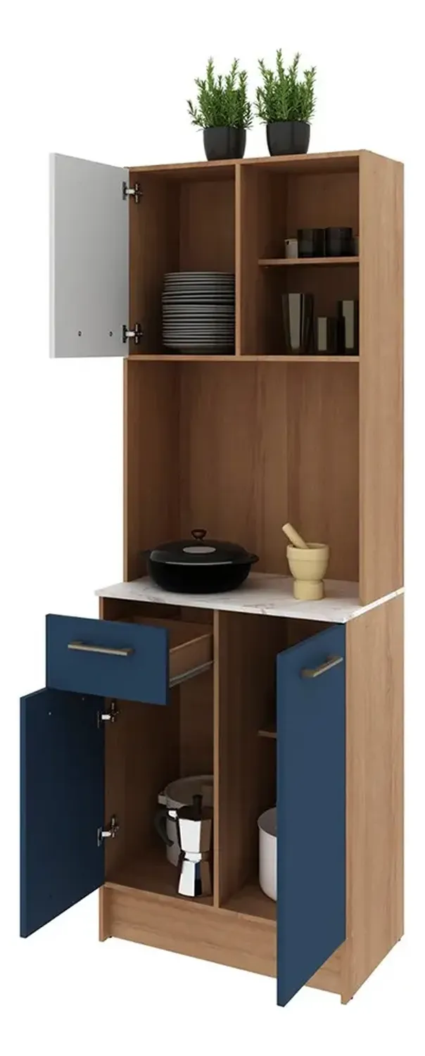 MUEBLE AUXILIAR DE COCINA DALIA - ALMENDRA/AZUL ACERO - 5