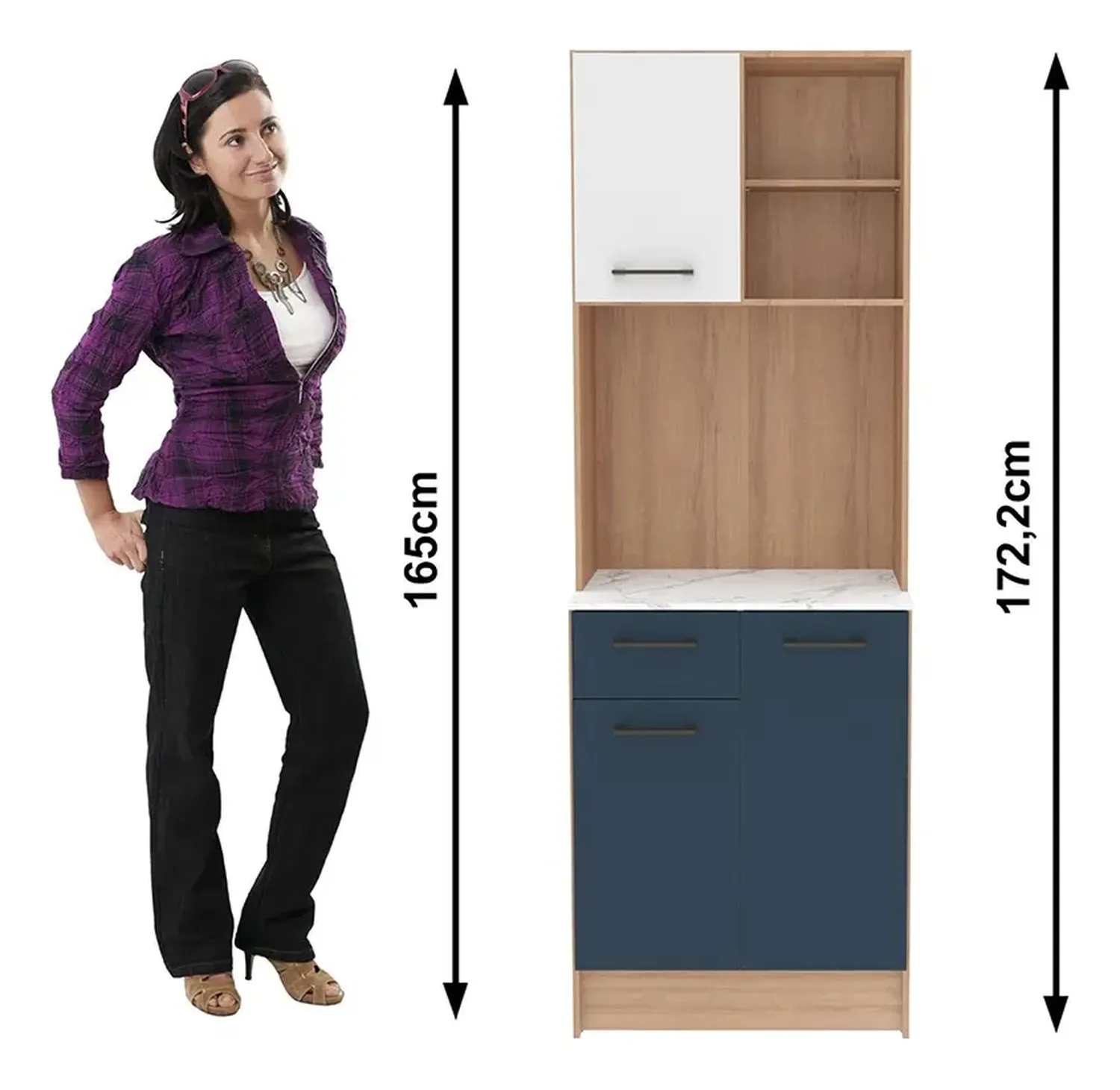 MUEBLE AUXILIAR DE COCINA DALIA - ALMENDRA/AZUL ACERO - 6