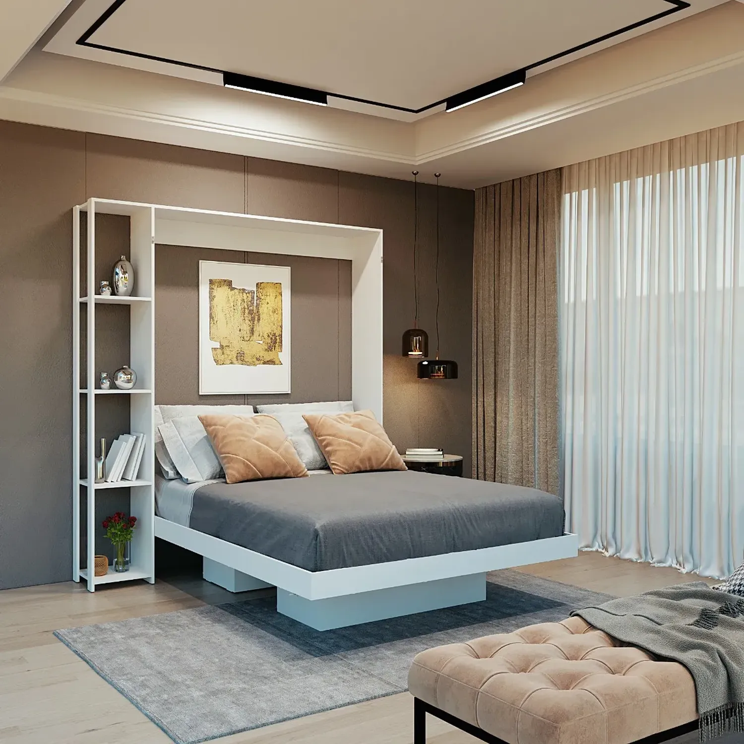 CAMA ABATIBLE SIENA BLANCA 2 PLZ BLANCO - 1