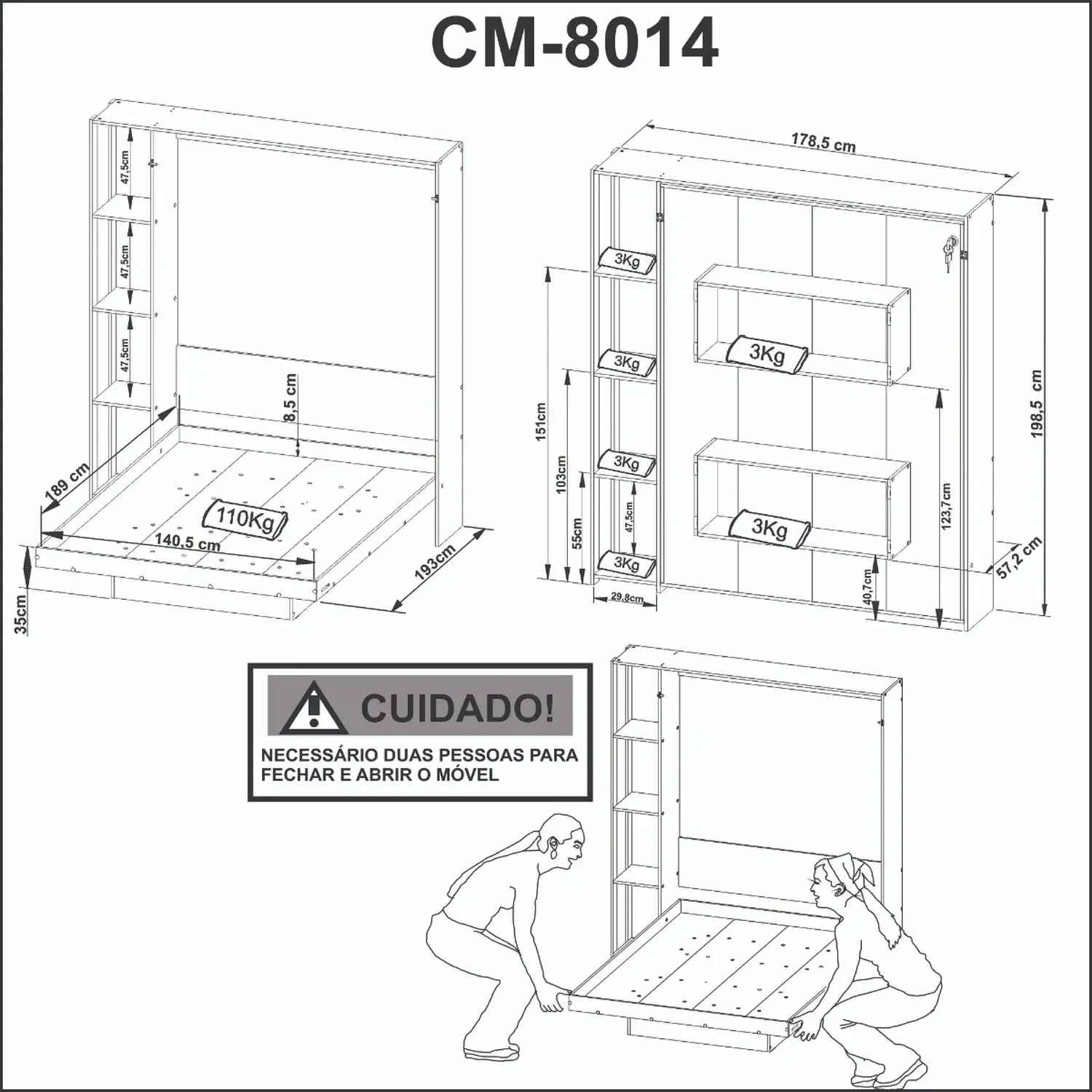 CAMA ABATIBLE SIENA BLANCA 2 PLZ BLANCO - 9