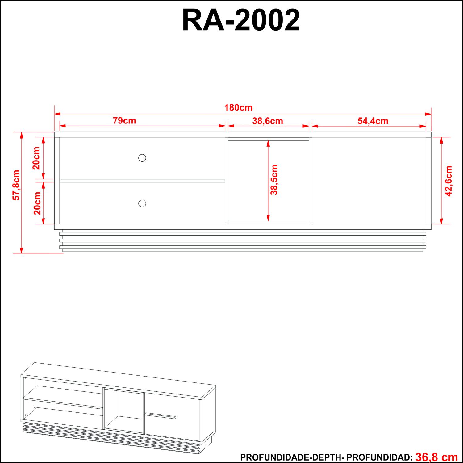 MESA DE TV PARA 65 PULGADAS ARTUR - ALMENDRA - 6
