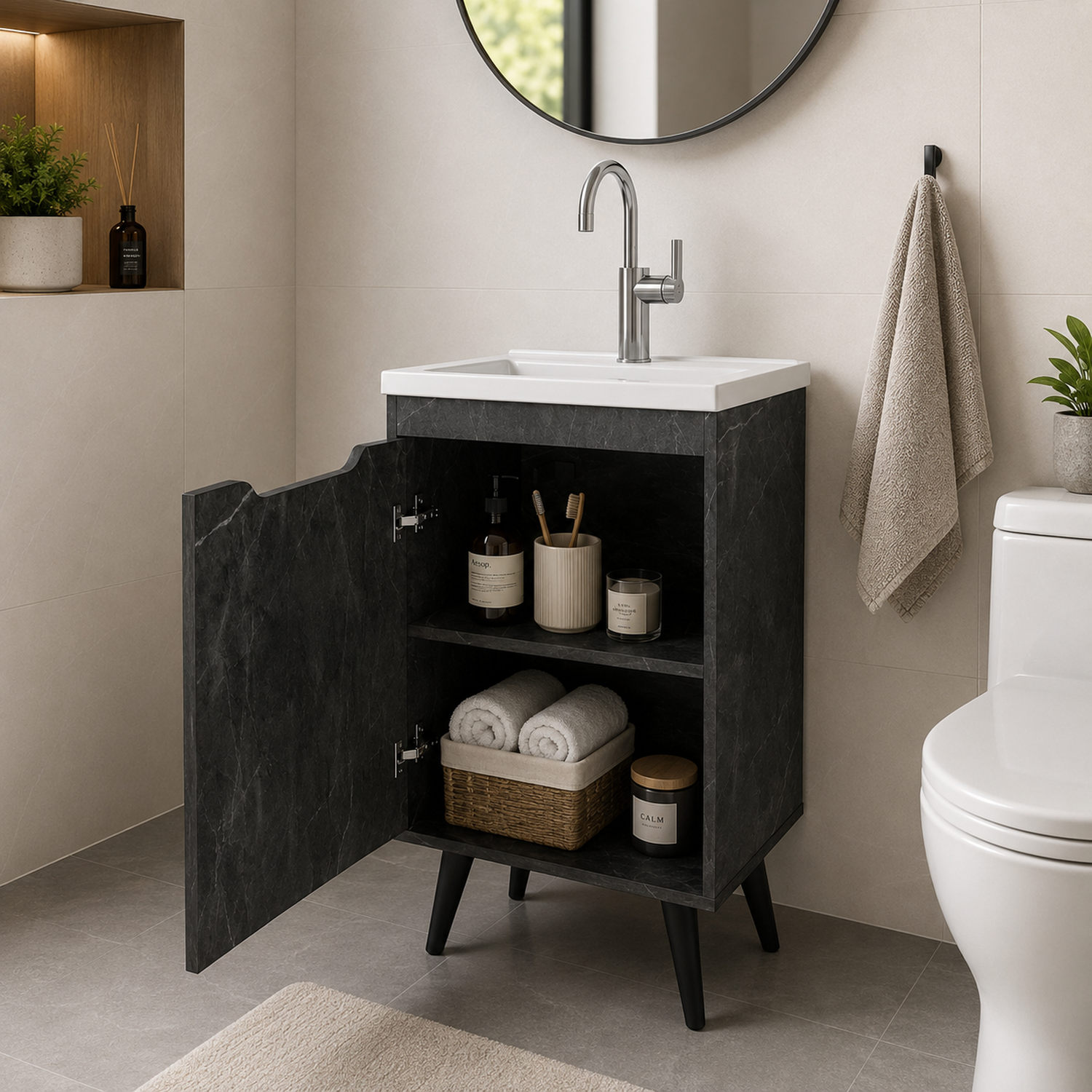 MUEBLE DE BAÑO CON LAVAMANOS NEXO - MÁRMOL GRAFITO - 2