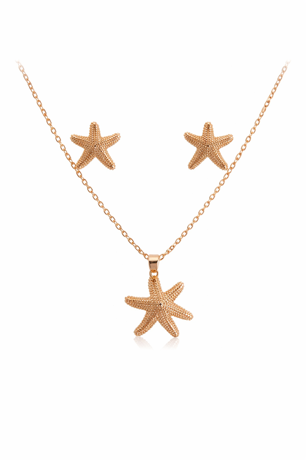 SET DE COLLAR Y ARETES ESTRELLA DE MAR DORADO - 1