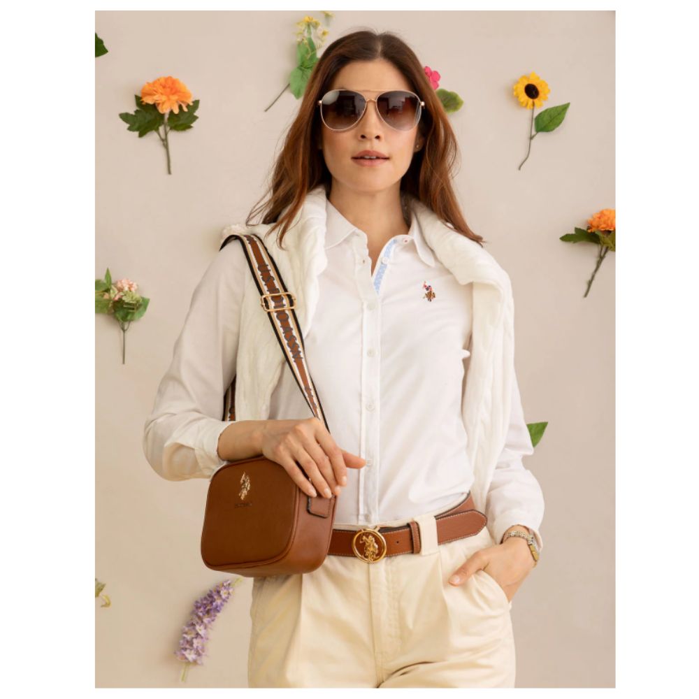 CARTERA CROSSBODY US POLO ASSN CANVAS CLASSIC ZIP COGNAC - 4