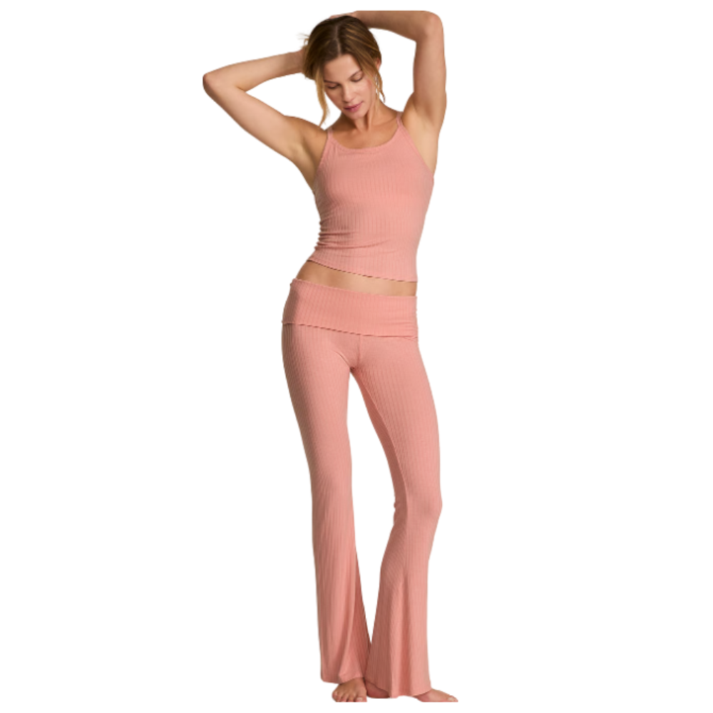 SET PIJAMA VICTORIA SECRET TIRANTES Y PANTALON RIB ROSA - 1