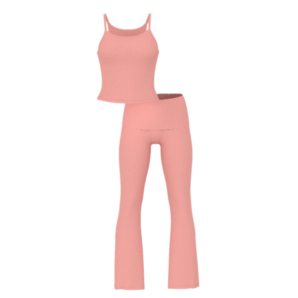 SET PIJAMA VICTORIA SECRET TIRANTES Y PANTALON RIB ROSA - 3