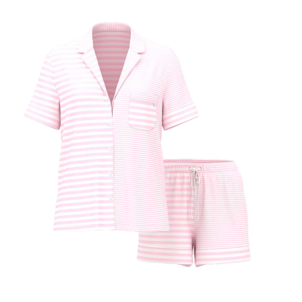 SET PIJAMA VICTORIA SECRET RAYAS CORTO ROSA - 3