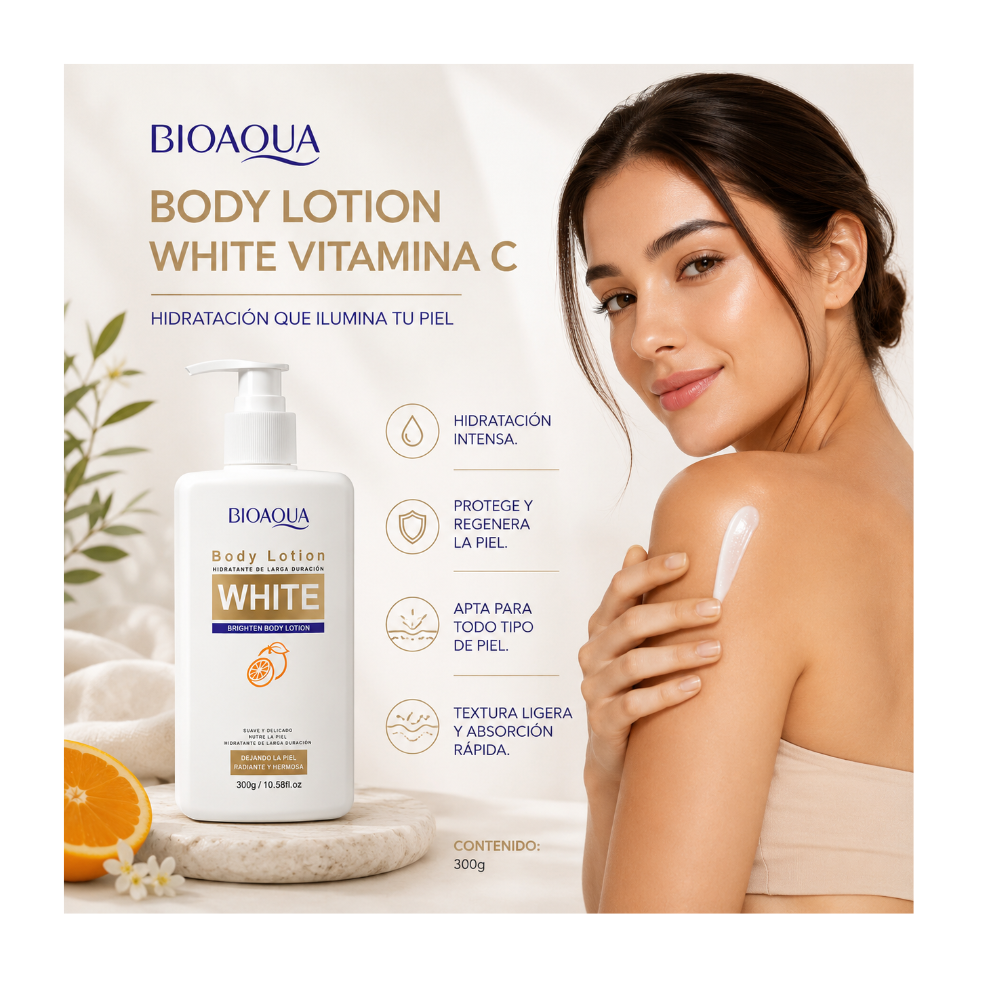LOCION CORPORAL WHITE CON VITAMINA C BIOAQUA 300G - 2