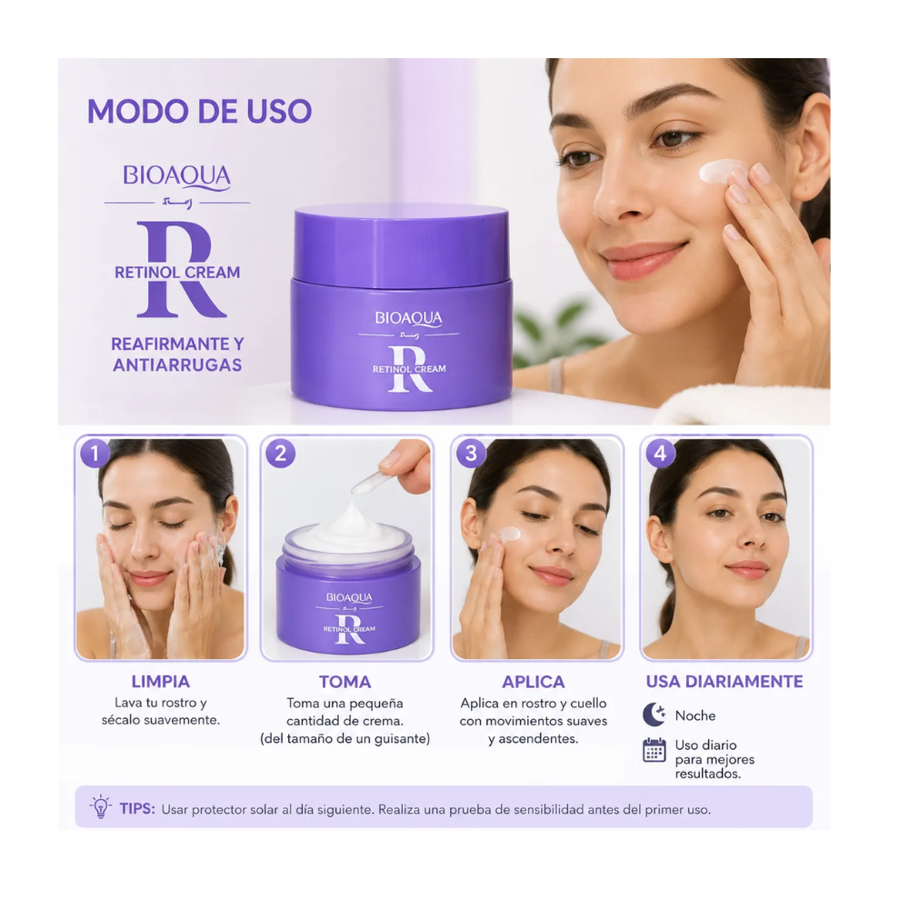 CREMA FACIAL RETINOL LILA 60G BIOAQUA ANTIEDAD - 2