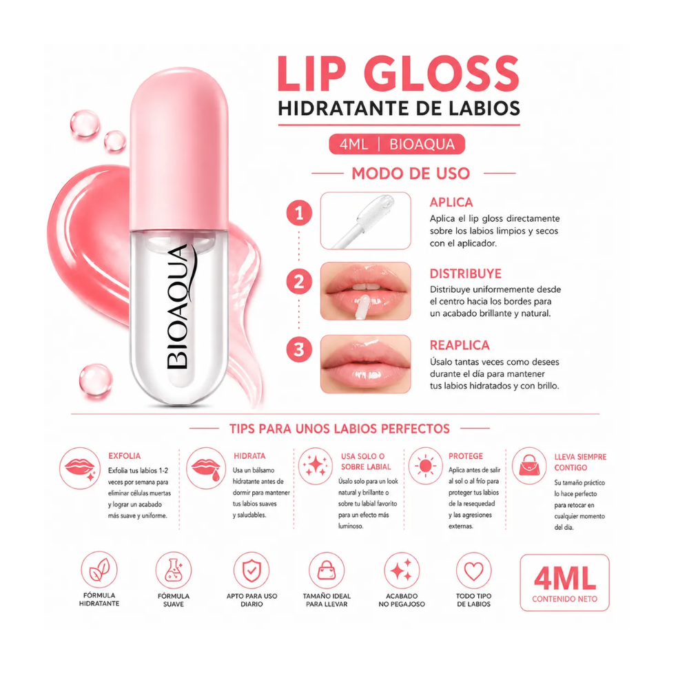 LIP GLOSS 4ML BIOAQUA HIDRATANTE DE LABIOS - 2
