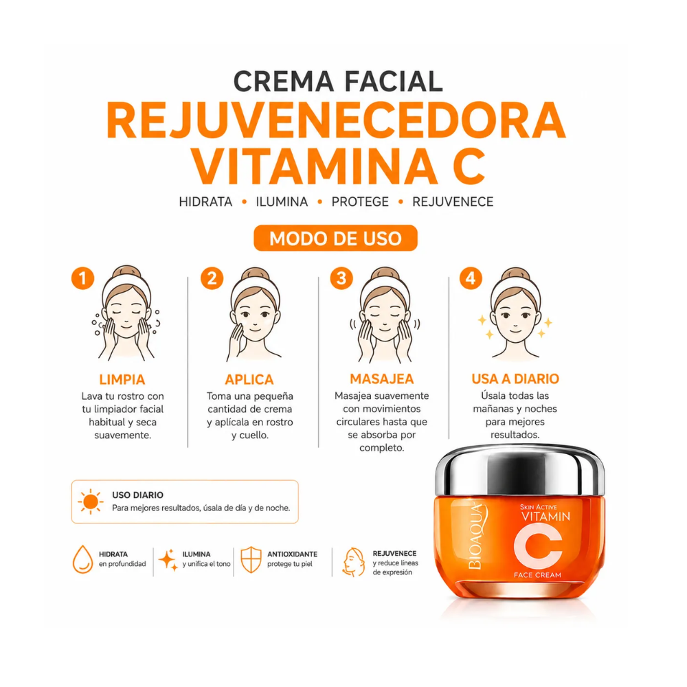 CREMA FACIAL REJUVENECEDORA VITAMINA C BIOAQUA 50 G - 4
