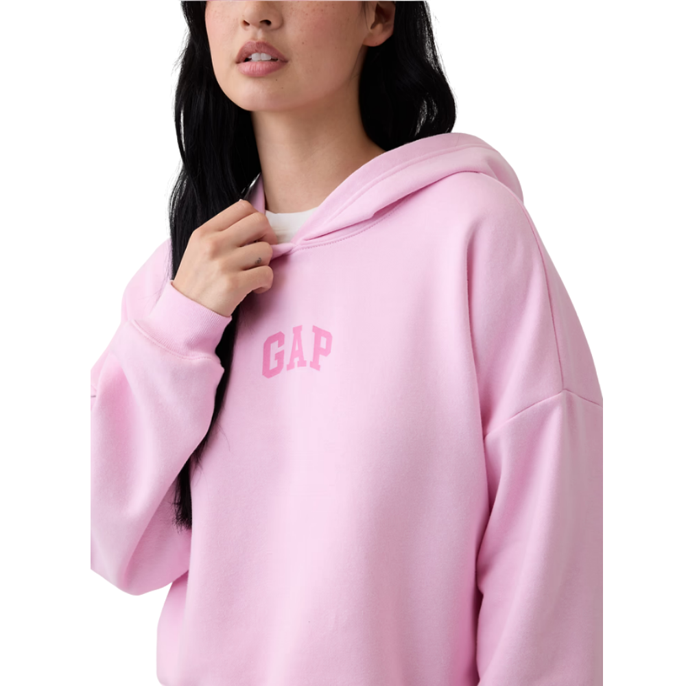 POLERA HOODIE GAP RELAXED CON CAPUCHA CROPPED ROSA - 1