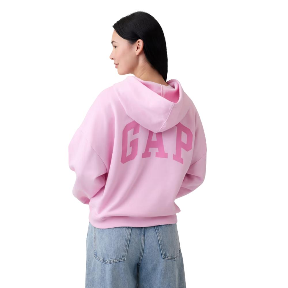 POLERA HOODIE GAP RELAXED CON CAPUCHA CROPPED ROSA - 4