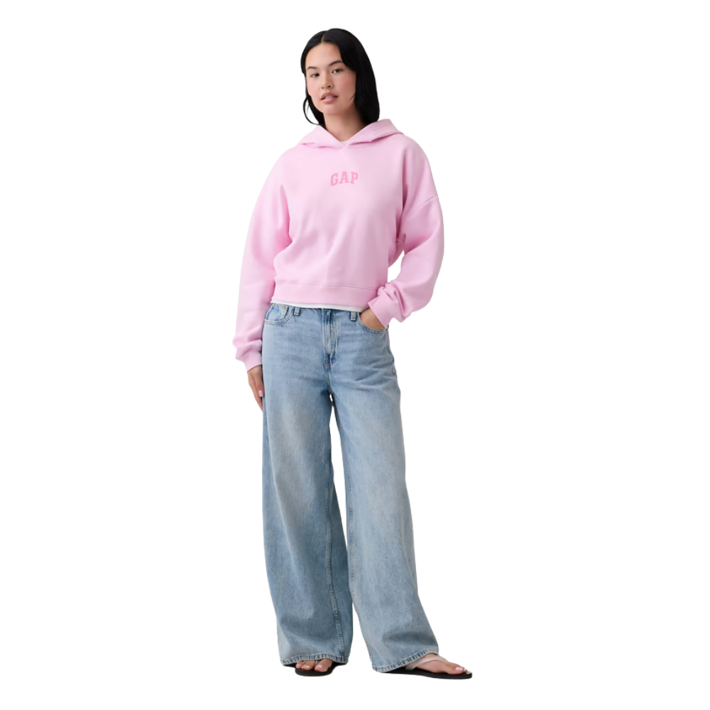 POLERA HOODIE GAP RELAXED CON CAPUCHA CROPPED ROSA - 5