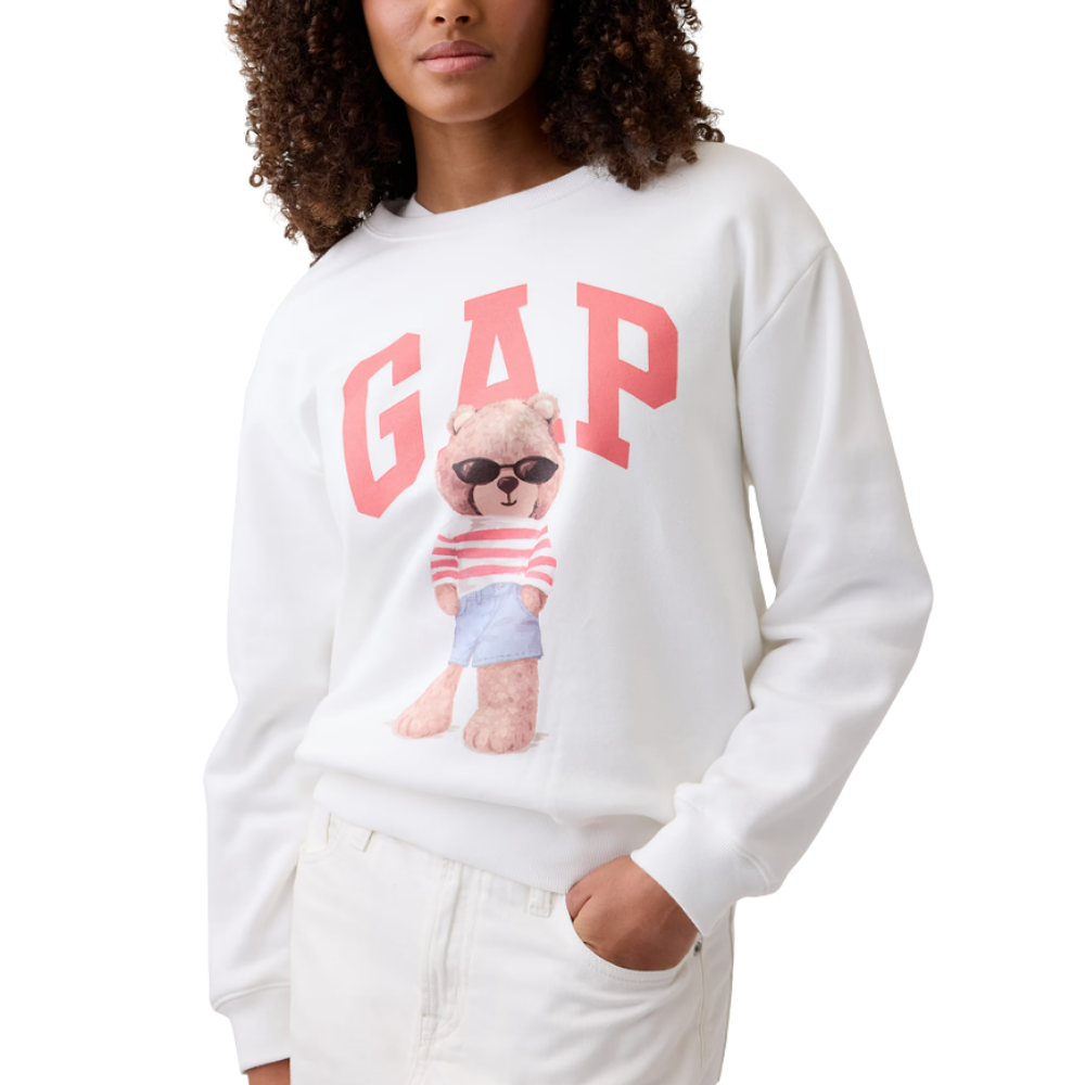 POLERA GAP RELAXED WHITE PINK BEAR - 1