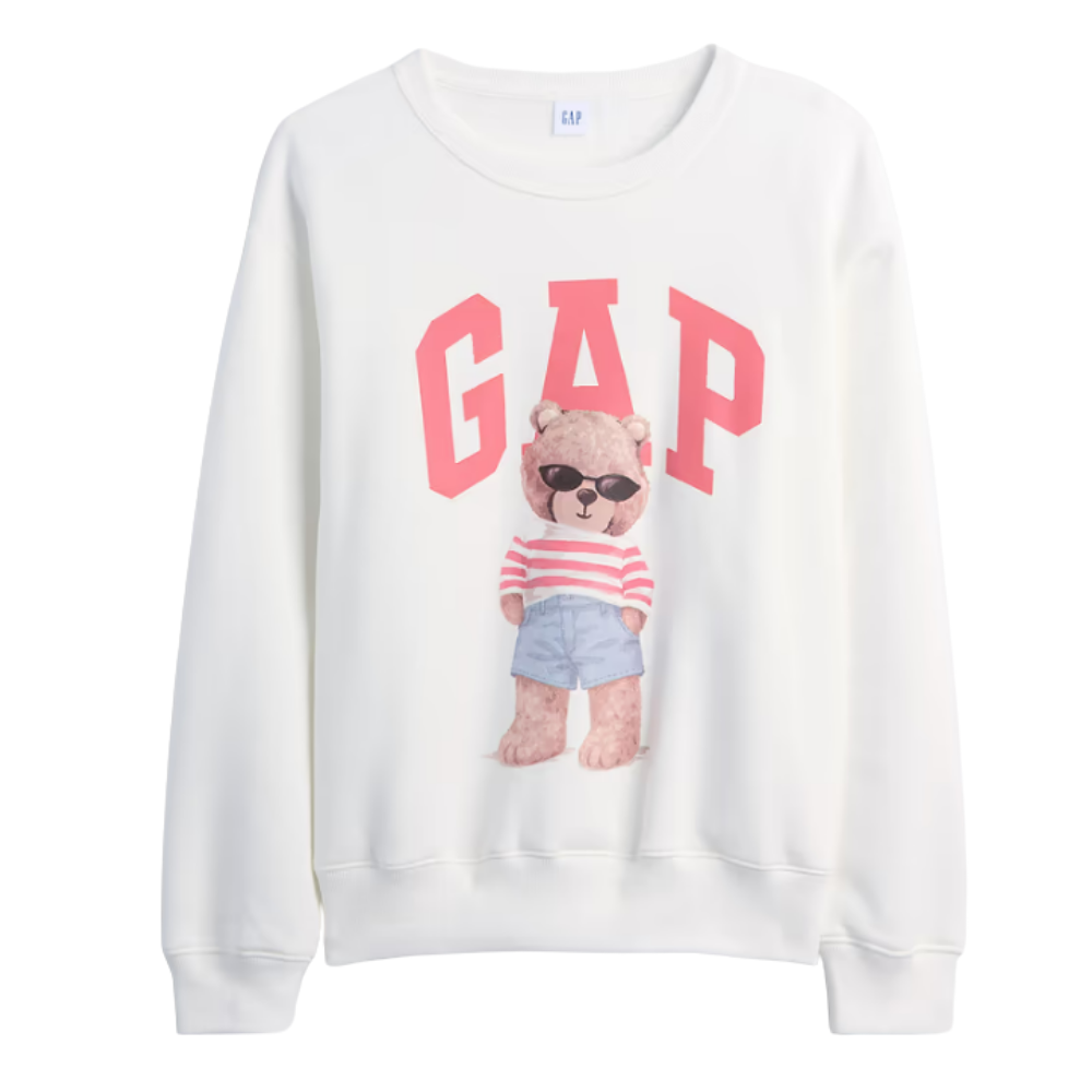 POLERA GAP RELAXED WHITE PINK BEAR - 2