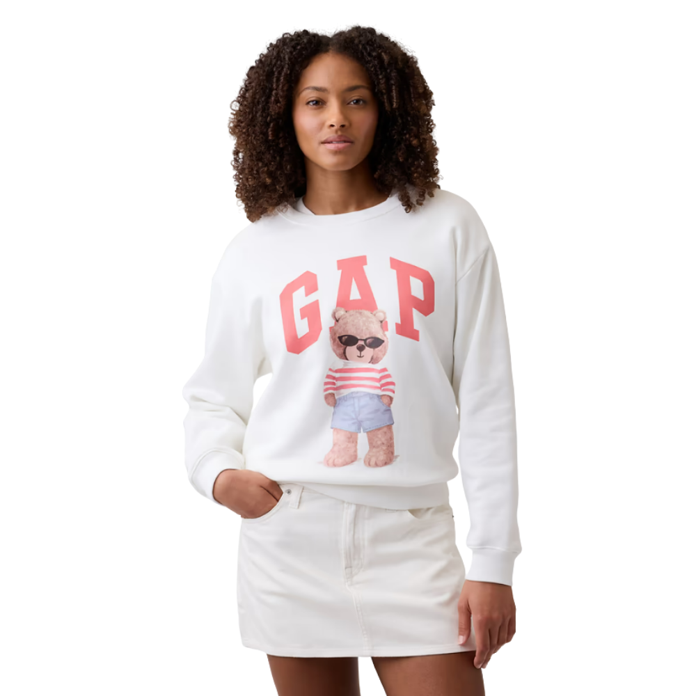 POLERA GAP RELAXED WHITE PINK BEAR - 3