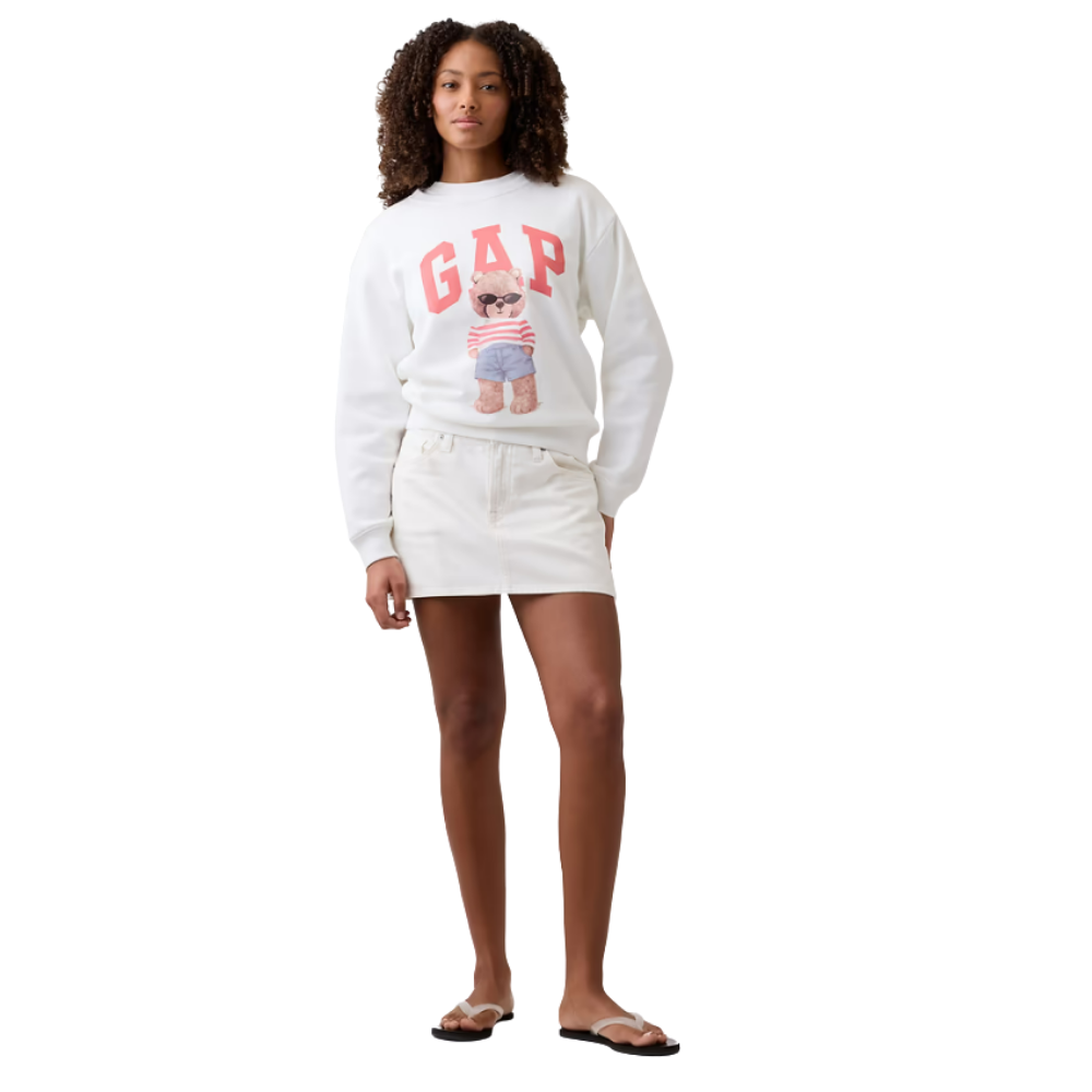 POLERA GAP RELAXED WHITE PINK BEAR - 5