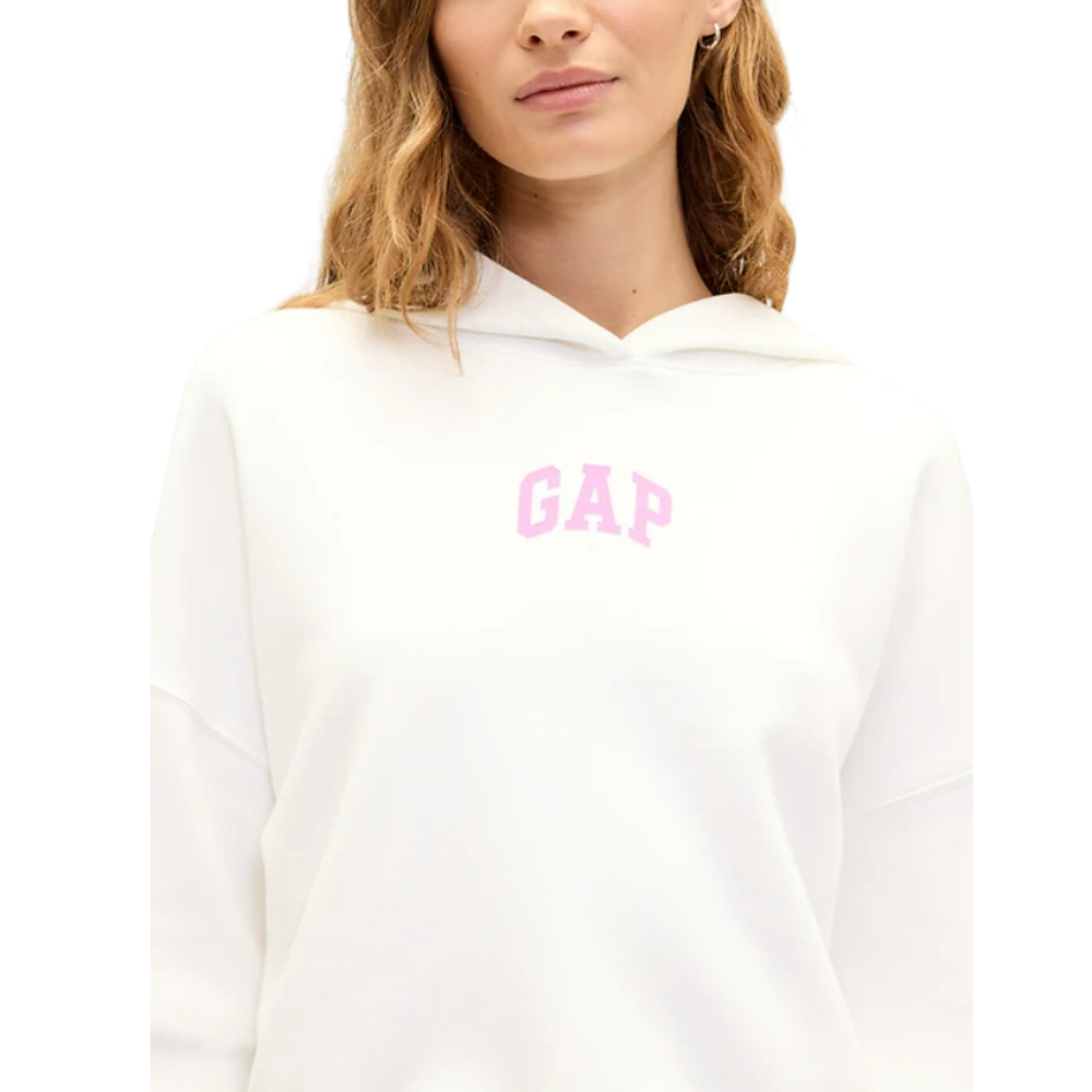 POLERA HOODIE GAP RELAXED CON CAPUCHA CROPPED BLANCA - 1