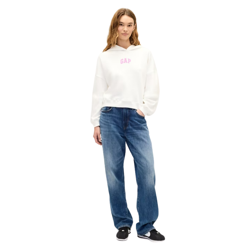 POLERA HOODIE GAP RELAXED CON CAPUCHA CROPPED BLANCA - 2
