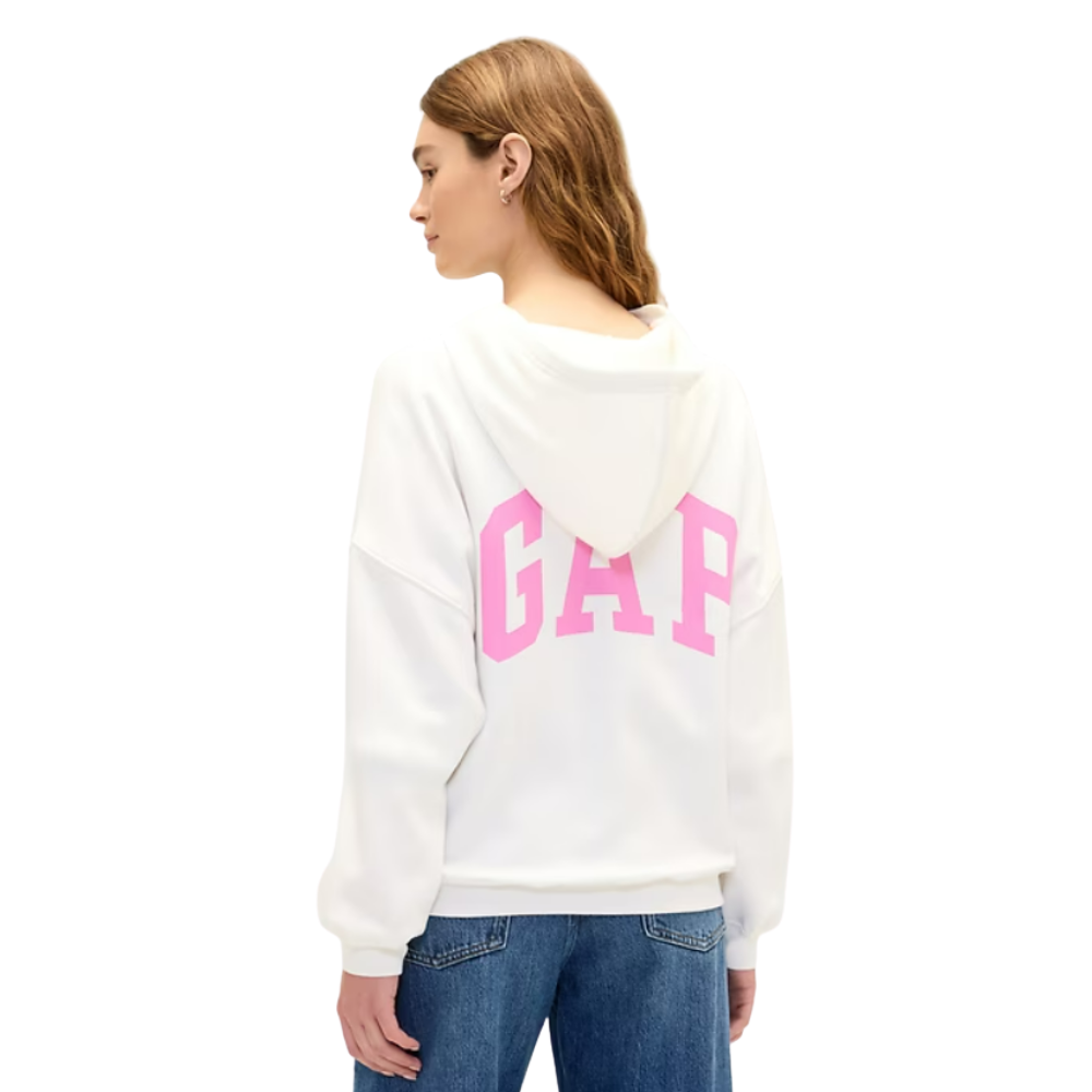 POLERA HOODIE GAP RELAXED CON CAPUCHA CROPPED BLANCA - 3