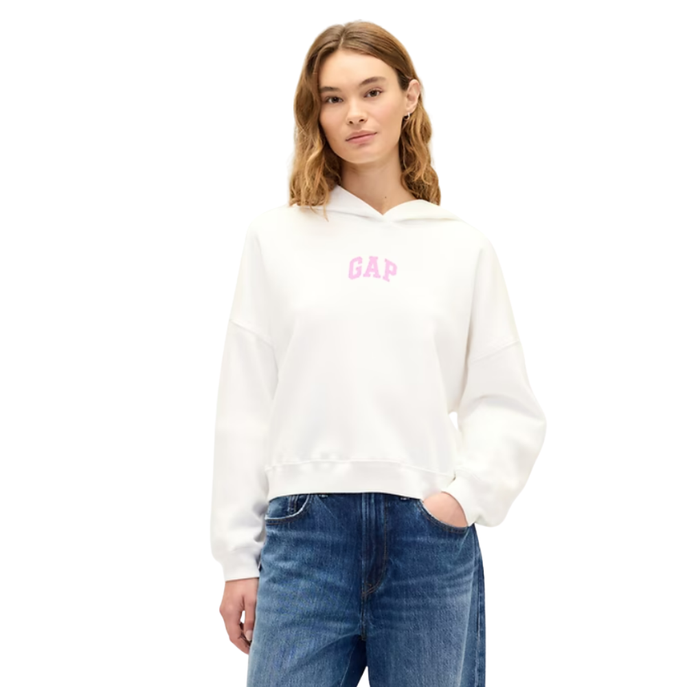 POLERA HOODIE GAP RELAXED CON CAPUCHA CROPPED BLANCA - 4