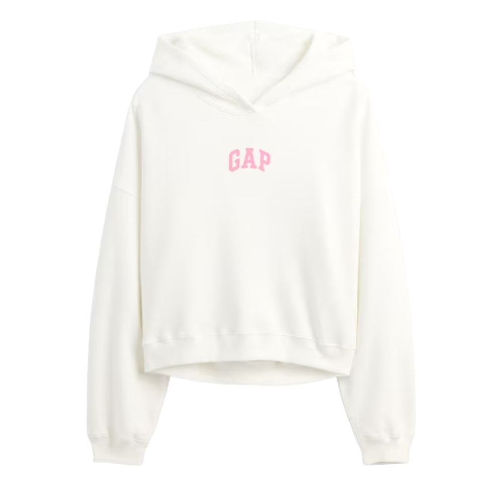 POLERA HOODIE GAP RELAXED CON CAPUCHA CROPPED BLANCA - 5
