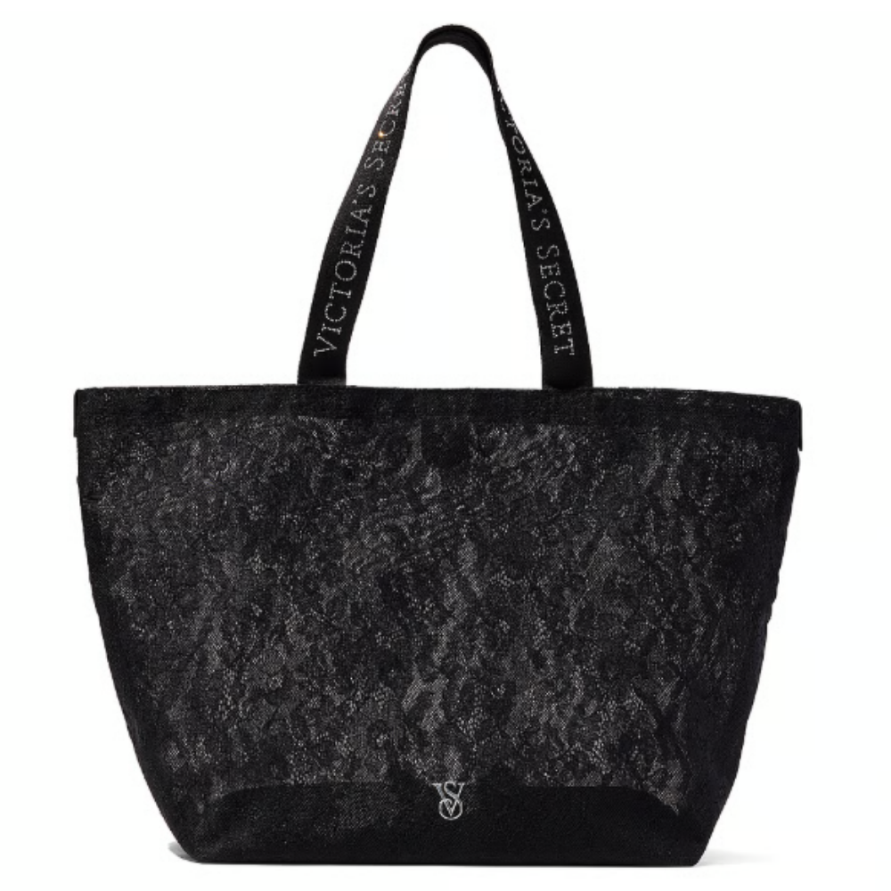 BOLSO VICTORIA SECRET DE ENCAJE NEGRO - 1