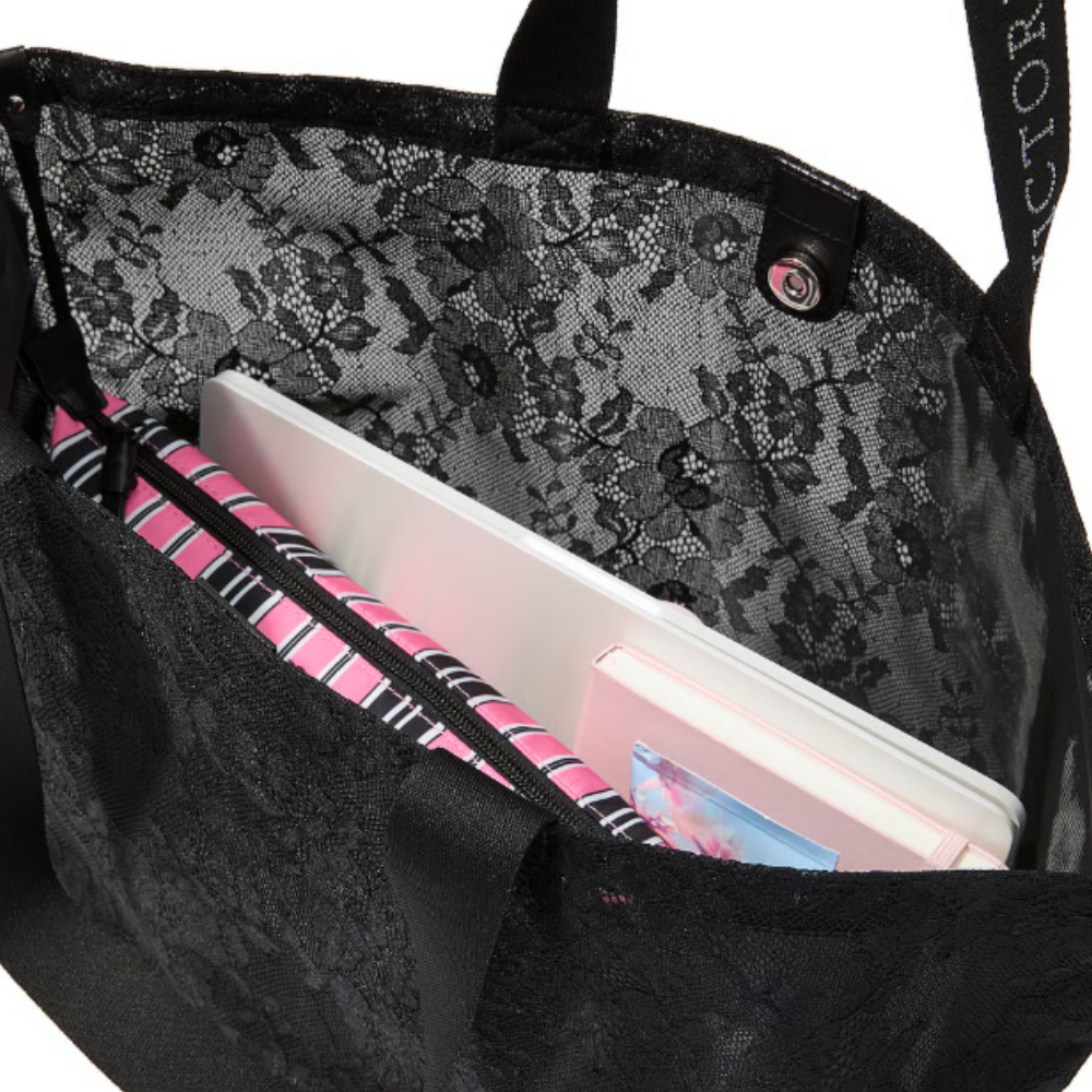 BOLSO VICTORIA SECRET DE ENCAJE NEGRO - 2