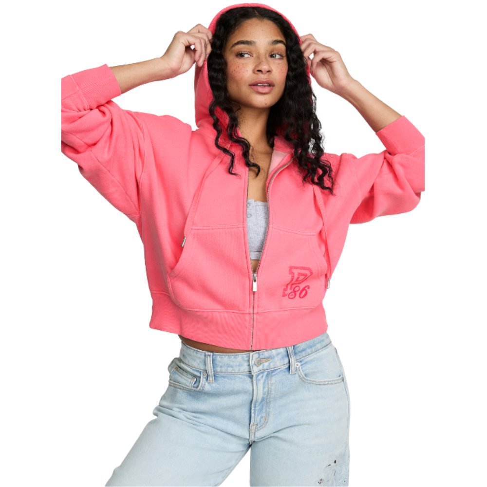 POLERA CON CAPUCHA PINK CAMPUS FLEECE CORAL - 1