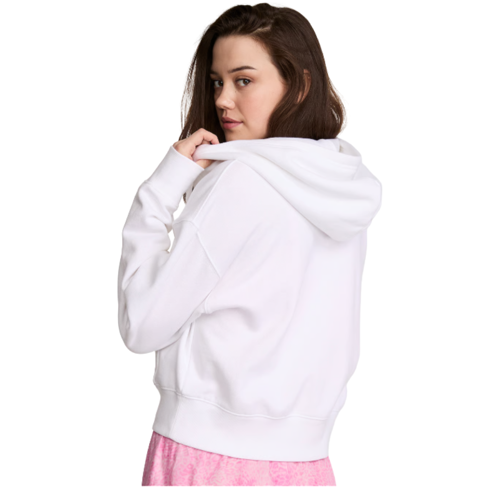 POLERA CON CAPUCHA PINK CAMPUS FLEECE BLANCO - 2