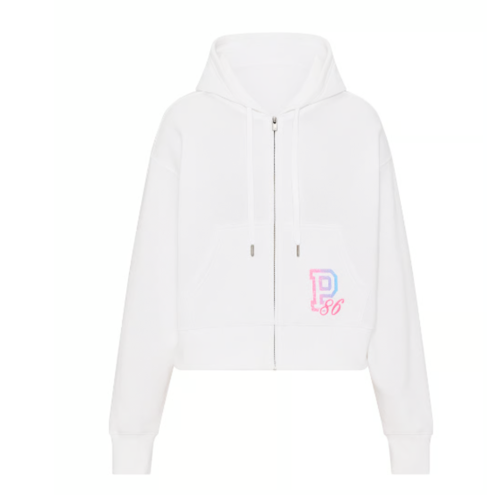 POLERA CON CAPUCHA PINK CAMPUS FLEECE BLANCO - 3