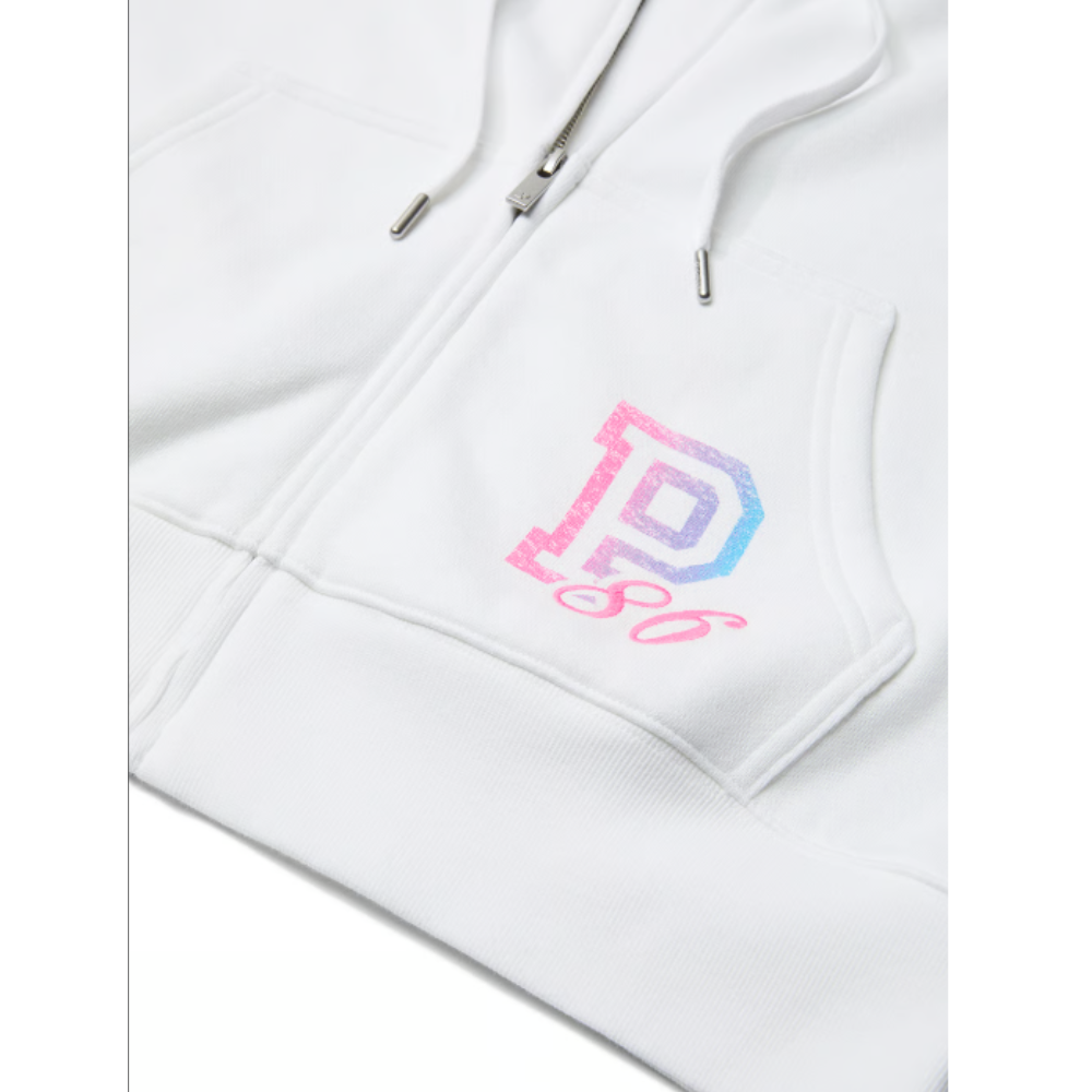 POLERA CON CAPUCHA PINK CAMPUS FLEECE BLANCO - 4
