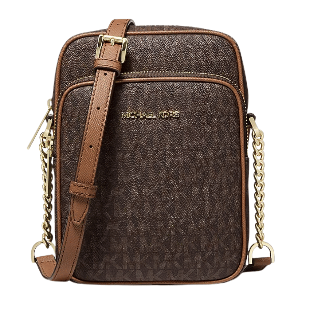 BOLSO BANDOLERA MICHAEL KORS JET SET SMALL SIGNATURE LOGO MARRON - 1