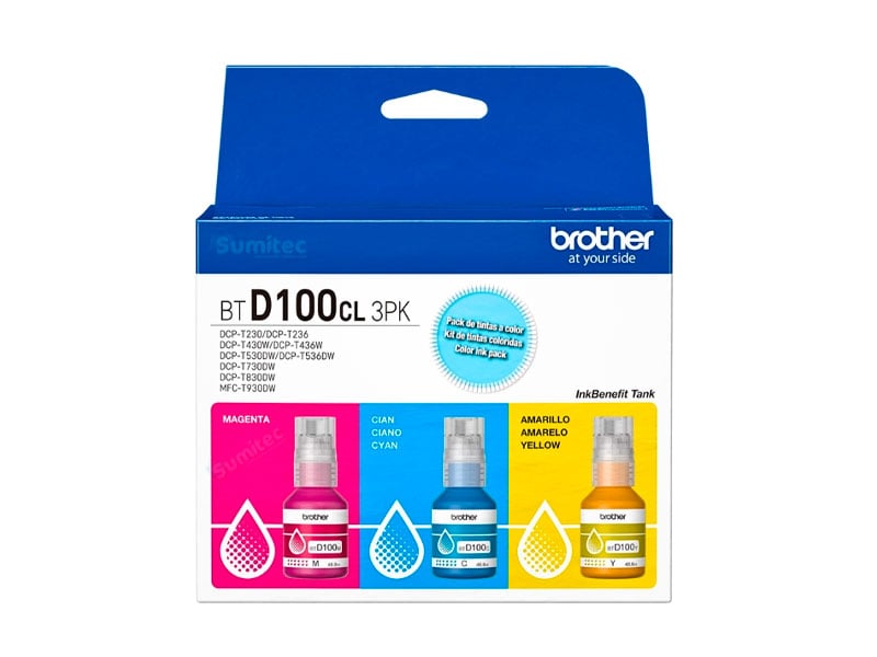 TRIPACK DE TINTAS BROTHER BTD100CL 3PK COLORES - 1