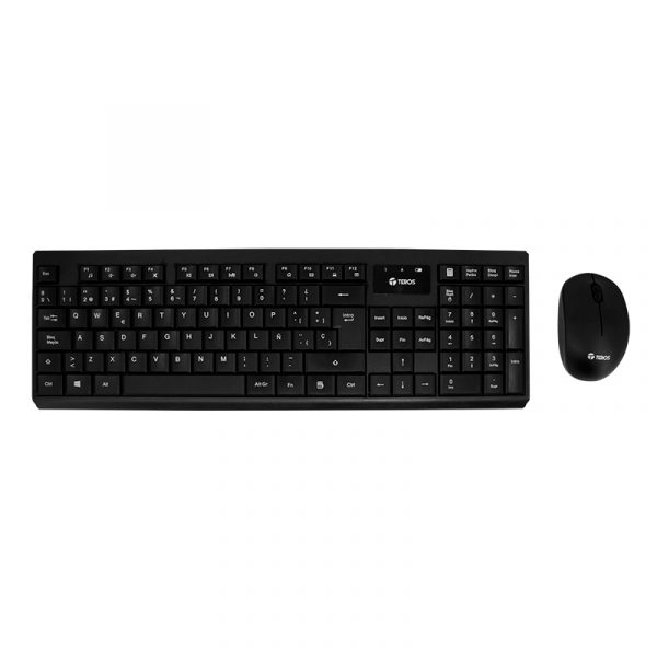 KIT TECLADO Y MOUSE TEROS TE-4071S, INALÁMBRICO, 2.4 GHZ, ACABADO ELEGANTE, ESPAÑOL, COLOR NEGRO - 1