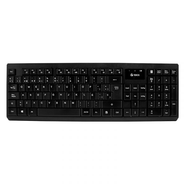 KIT TECLADO Y MOUSE TEROS TE-4071S, INALÁMBRICO, 2.4 GHZ, ACABADO ELEGANTE, ESPAÑOL, COLOR NEGRO - 4