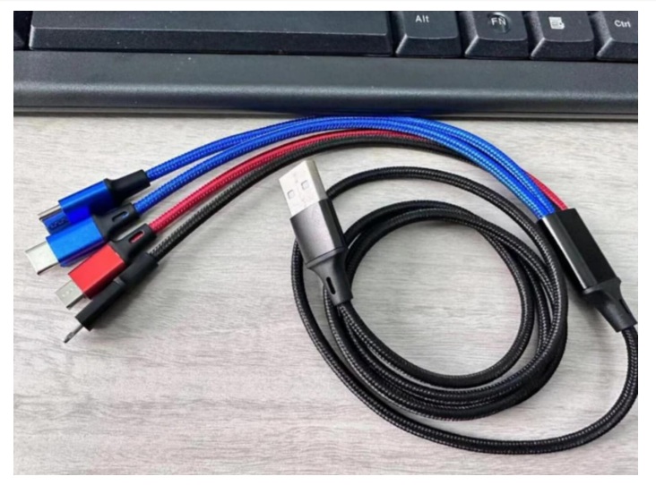 CABLE 4 EN 1 NEGRO DE NYLON PREMIUM REFORZADO PARA TODOS LOS MOVILES - 3