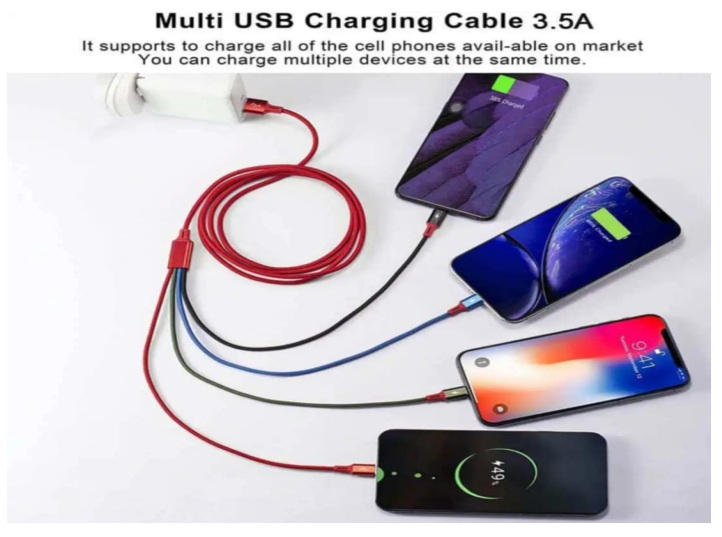 CABLE 4 EN 1 NEGRO DE NYLON PREMIUM REFORZADO PARA TODOS LOS MOVILES - 4
